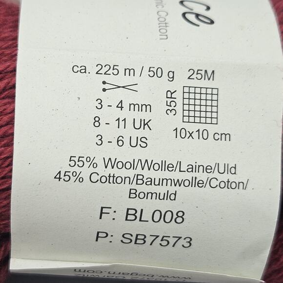 BC Garn Bio Balance Pure Organic Wool Cotton Red 50g YS - Picture 5 of 6